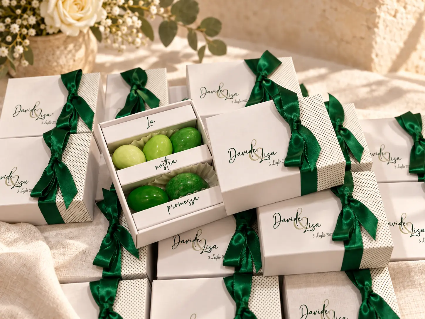 Coordinated invitations, menu and packaging